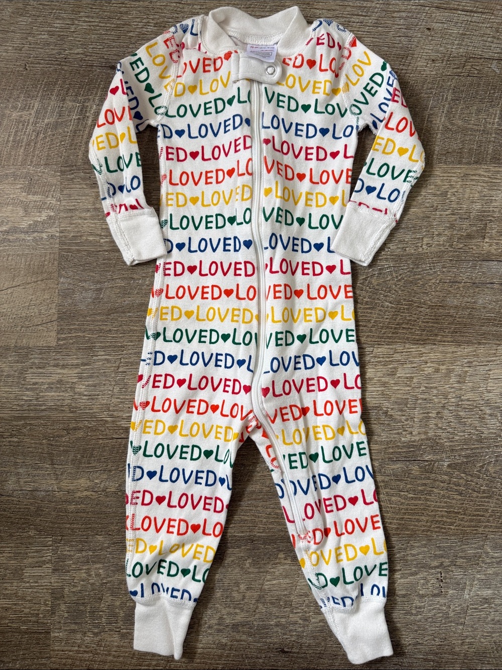 Hanna Andersson Loved Rainbow Pajama Onsie Size 12-18 M